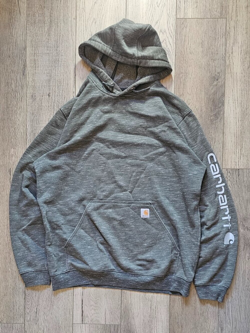 Work Wear Carhartt Vintage Mens Large Tall Loose Fit Sleeve Logo Pullover Hoodie